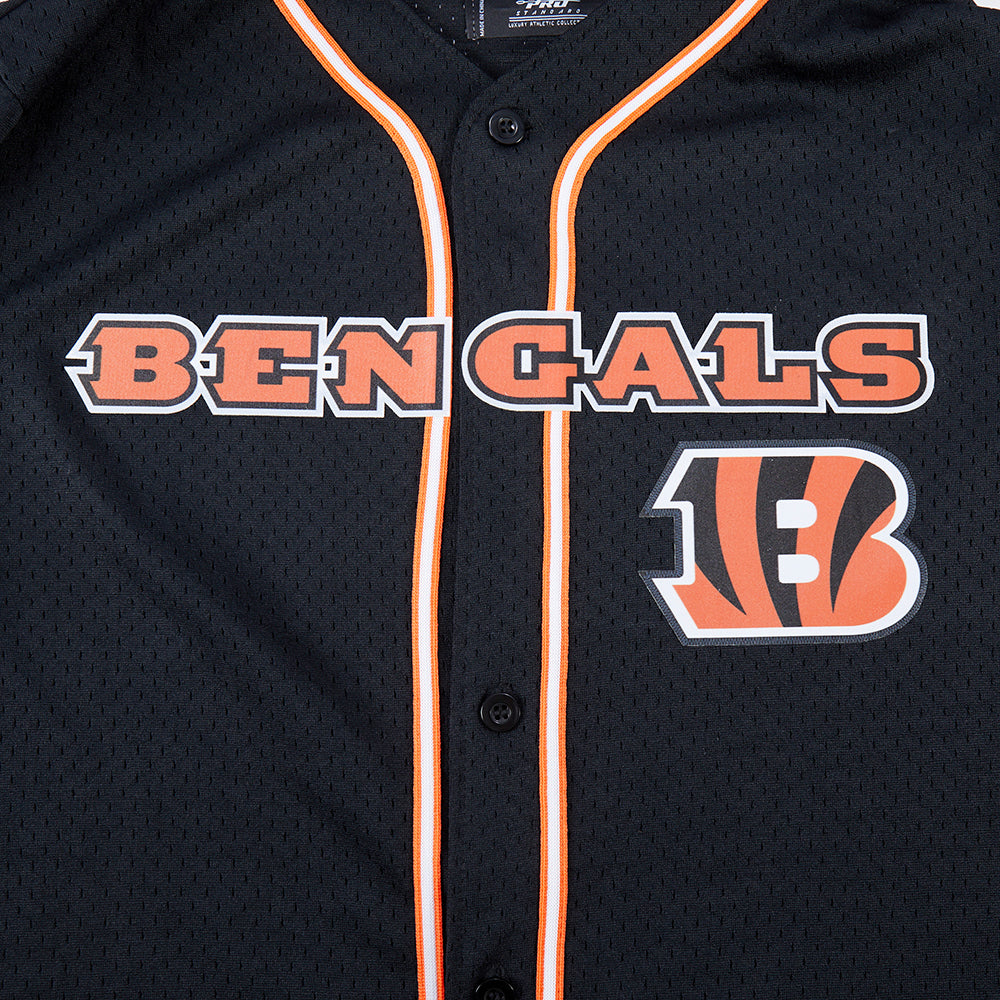 NFL CINCINNATI BENGALS MESH BUTTON UP SHIRT (BLACK/ORANGE)
