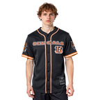 NFL CINCINNATI BENGALS MESH BUTTON UP SHIRT (BLACK/ORANGE)