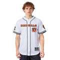 NFL CINCINNATI BENGALS MESH BUTTON UP SHIRT (WHITE/BLACK/WHITE)