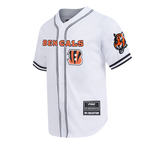 NFL CINCINNATI BENGALS MESH BUTTON UP SHIRT (WHITE/BLACK/WHITE)