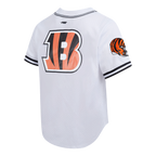 NFL CINCINNATI BENGALS MESH BUTTON UP SHIRT (WHITE/BLACK/WHITE)