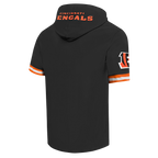 NFL CINCINNATI BENGALS JOE BURROW #9 CLASSIC PNN CHANDAIL À CAPUCHON À MANCHES COURTES POUR HOMME (NOIR/ORANGE)