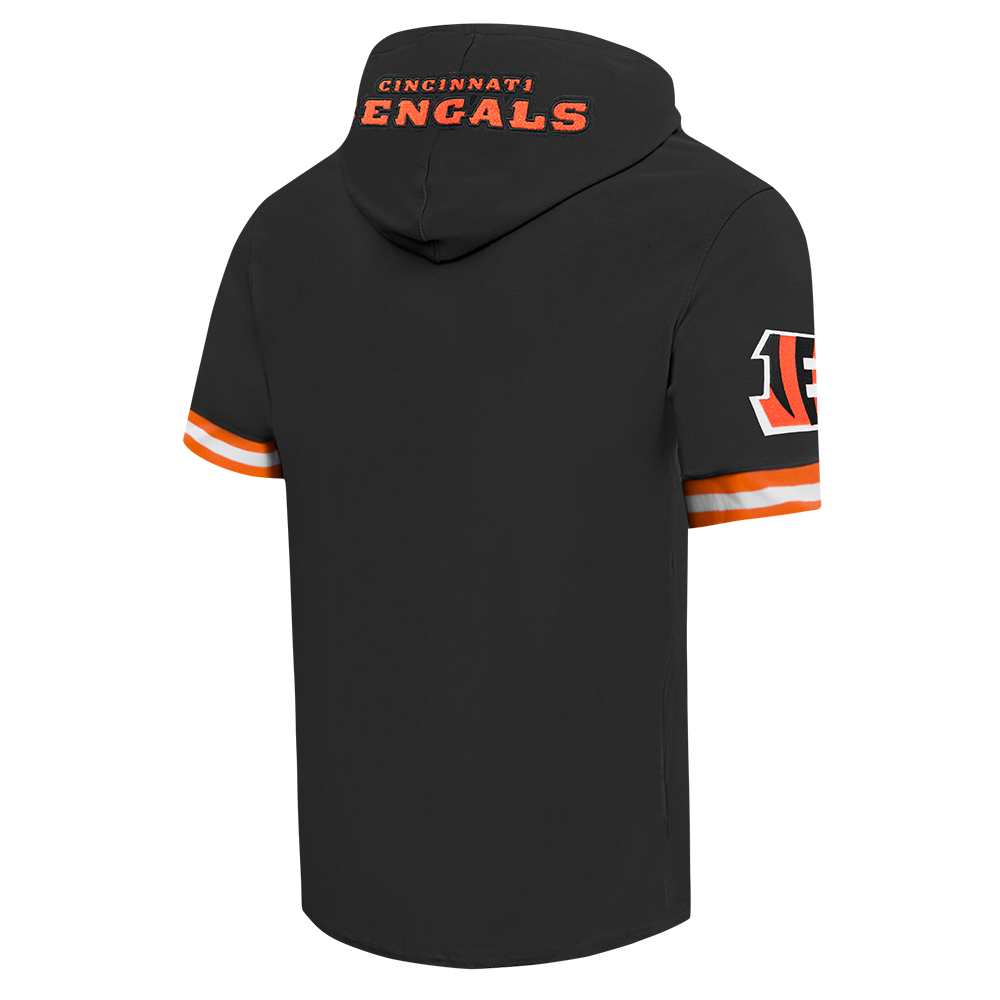 NFL CINCINNATI BENGALS JOE BURROW #9 CLASSIC PNN CHANDAIL À CAPUCHON À MANCHES COURTES POUR HOMME (NOIR/ORANGE)