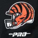 NFL CINCINNATI BENGALS JOE BURROW #9 CLASSIC PNN CHANDAIL À CAPUCHON À MANCHES COURTES POUR HOMME (NOIR/ORANGE)