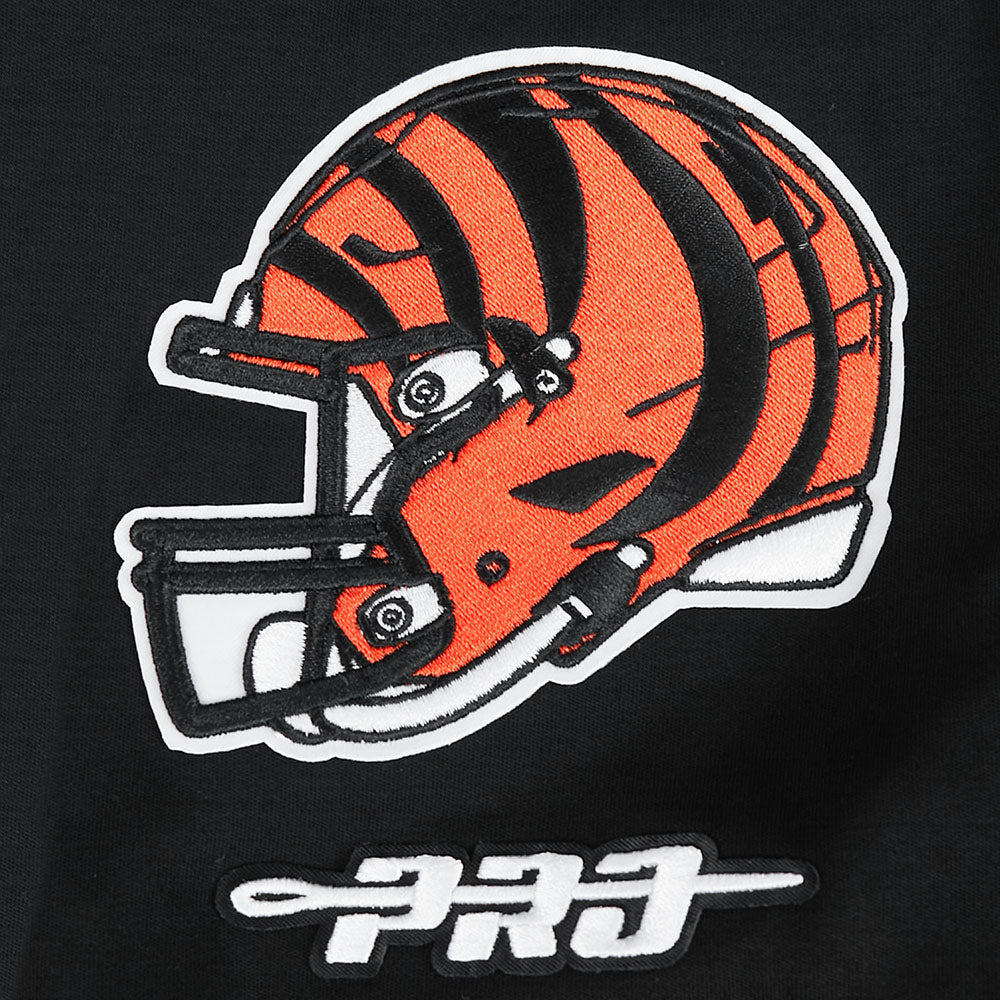 NFL CINCINNATI BENGALS JOE BURROW #9 CLASSIC PNN CHANDAIL À CAPUCHON À MANCHES COURTES POUR HOMME (NOIR/ORANGE)