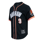 NFL CINCINNATI BENGALS JOE BURROW #9 CLASSIC MESH PNN MEN'S MESH BUTTON DOWN SHIRT (BLACK/ORANGE)