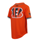 NFL CINCINNATI BENGALS JOE BURROW #9 CLASSIC MESH PNN CHEMISE BOUTONNÉE EN FILET POUR HOMME (ORANGE/NOIR)