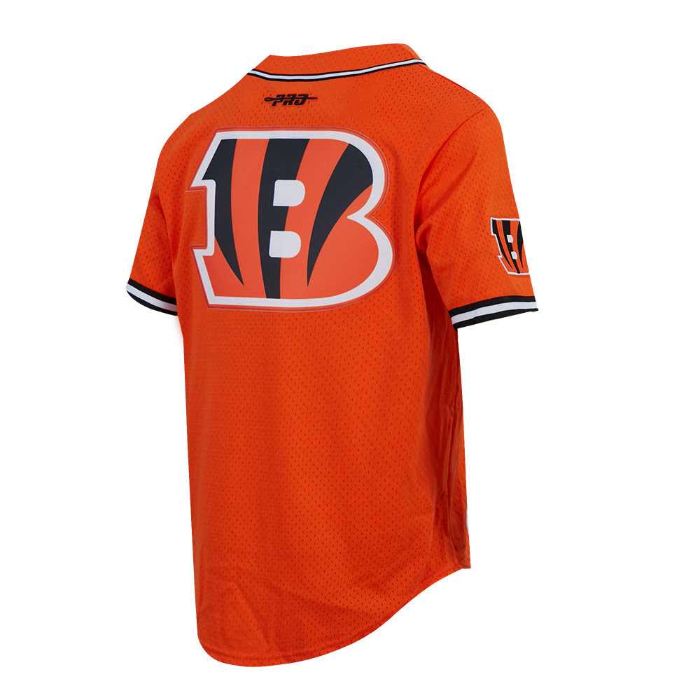 NFL CINCINNATI BENGALS JOE BURROW #9 CLASSIC MESH PNN CHEMISE BOUTONNÉE EN FILET POUR HOMME (ORANGE/NOIR)