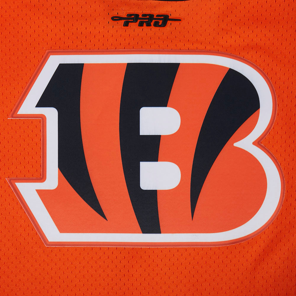 NFL CINCINNATI BENGALS JOE BURROW #9 CLASSIC MESH PNN CHEMISE BOUTONNÉE EN FILET POUR HOMME (ORANGE/NOIR)