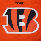 NFL CINCINNATI BENGALS JOE BURROW #9 CLASSIC MESH PNN CHEMISE BOUTONNÉE EN FILET POUR HOMME (ORANGE/NOIR)