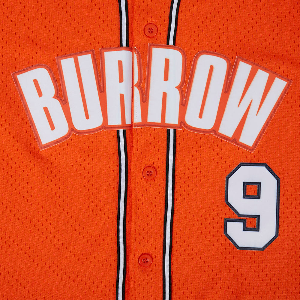 NFL CINCINNATI BENGALS JOE BURROW #9 CLASSIC MESH PNN CHEMISE BOUTONNÉE EN FILET POUR HOMME (ORANGE/NOIR)