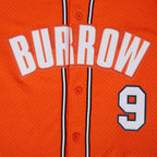 NFL CINCINNATI BENGALS JOE BURROW #9 CLASSIC MESH PNN CHEMISE BOUTONNÉE EN FILET POUR HOMME (ORANGE/NOIR)