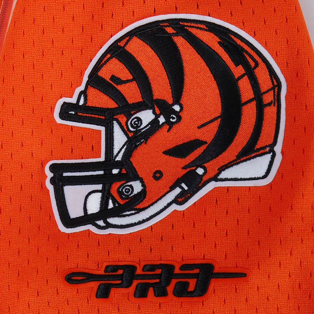 NFL CINCINNATI BENGALS JOE BURROW #9 CLASSIC MESH PNN CHEMISE BOUTONNÉE EN FILET POUR HOMME (ORANGE/NOIR)