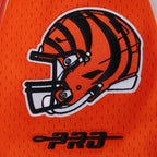NFL CINCINNATI BENGALS JOE BURROW #9 CLASSIC MESH PNN CHEMISE BOUTONNÉE EN FILET POUR HOMME (ORANGE/NOIR)