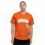 NFL CINCINNATI BENGALS JOE BURROW #9 CLASSIC MESH PNN CHEMISE BOUTONNÉE EN FILET POUR HOMME (ORANGE/NOIR)