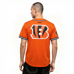 NFL CINCINNATI BENGALS JOE BURROW #9 CLASSIC MESH PNN CHEMISE BOUTONNÉE EN FILET POUR HOMME (ORANGE/NOIR)