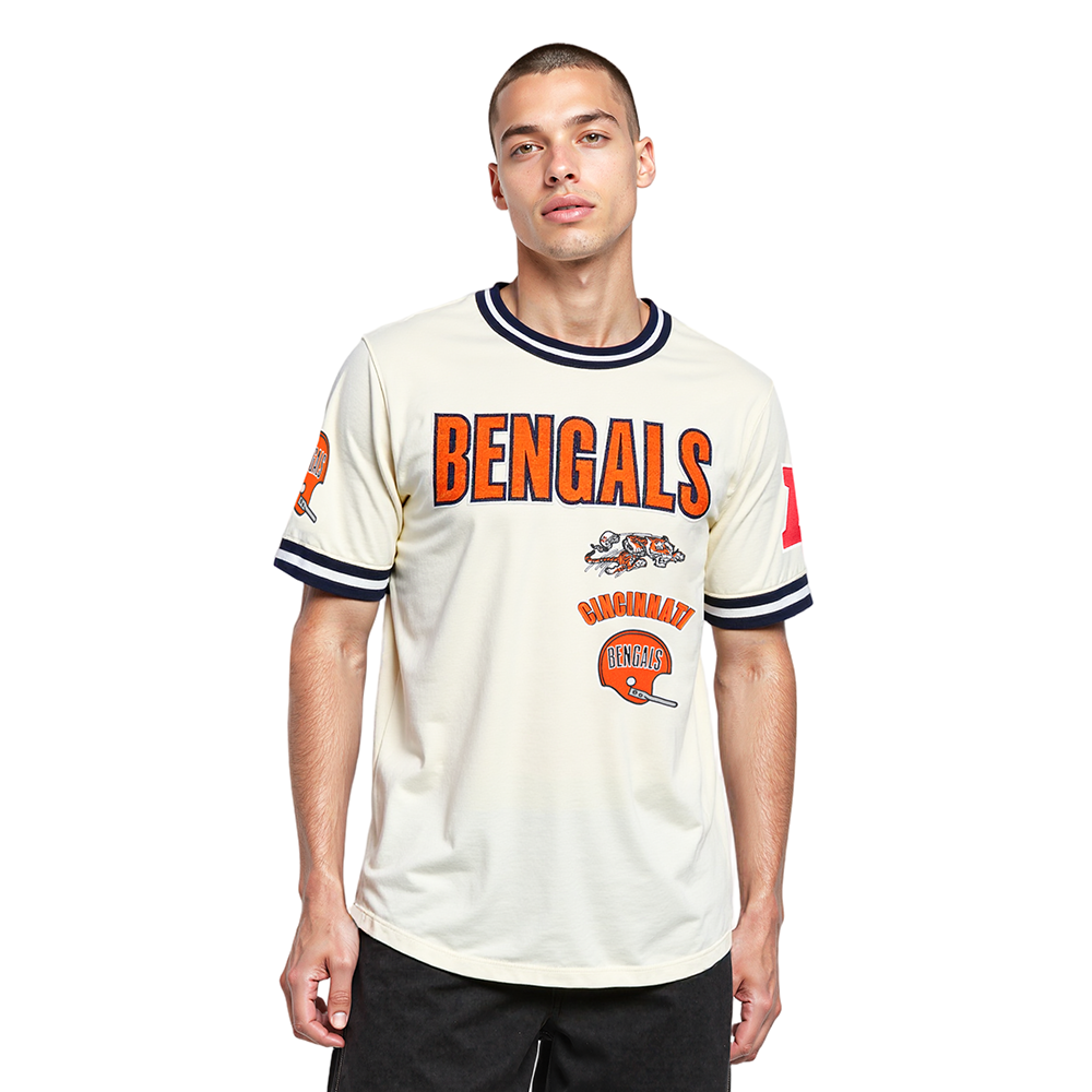 NFL CINCINNATI BENGALS RETRO CLASSIC T-SHIRT POUR HOMME (COQUILLE D'ŒUF/NOIR)