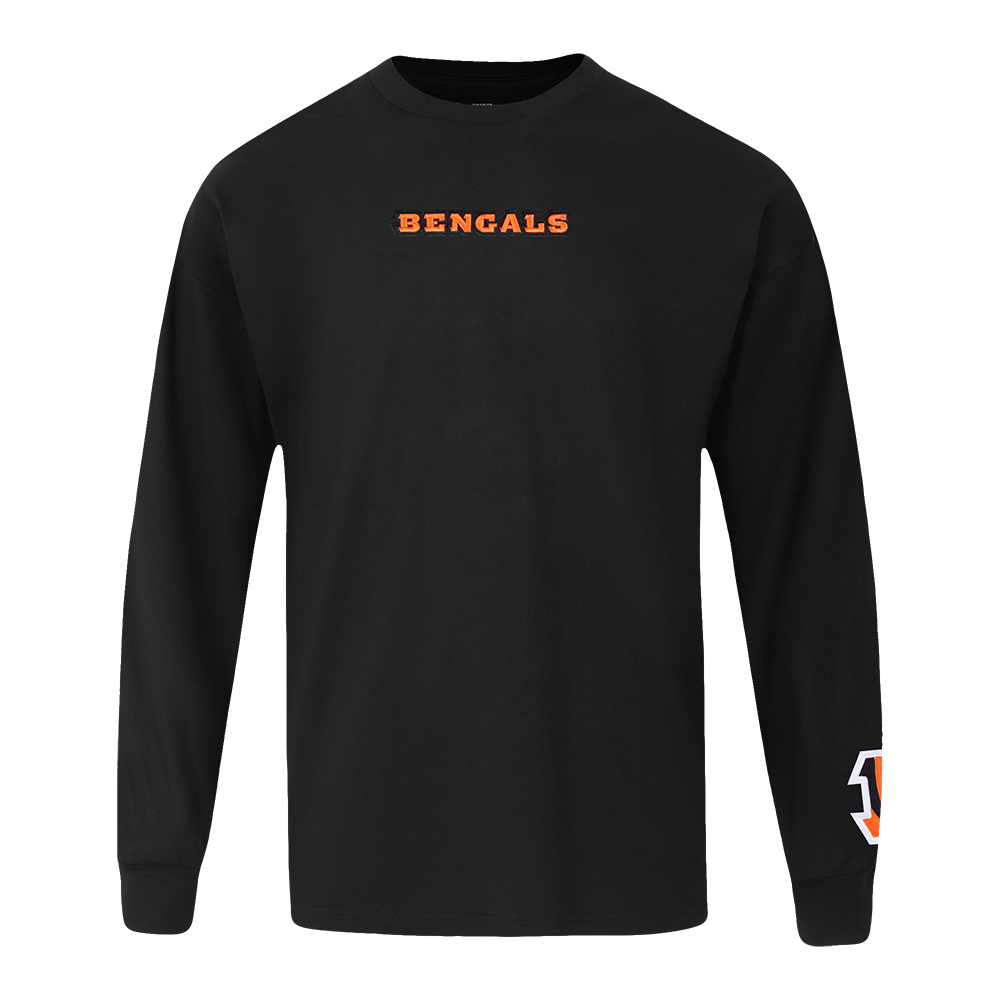 NFL CINCINNATI BENGALS WINGSPAN MEN'S DROP SHOULDER LS TEE (BLACK)