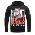 NFL CINCINNATI BENGALS JOE BURROW #9 REMIX AVATAR MEN'S FLEECE PULLOVER HOODIE (BLACK)