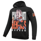 NFL CINCINNATI BENGALS JOE BURROW #9 REMIX AVATAR MEN'S FLEECE PULLOVER HOODIE (BLACK)