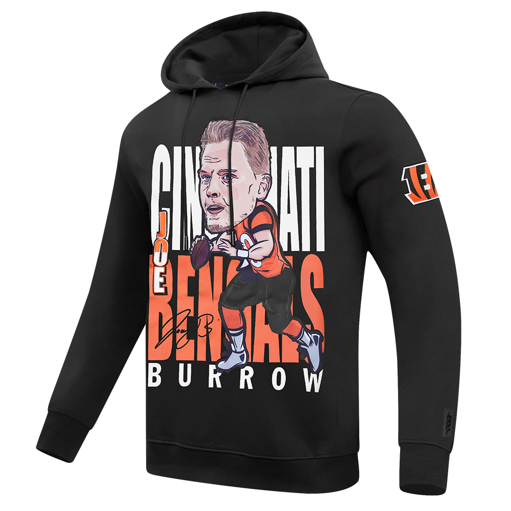NFL CINCINNATI BENGALS JOE BURROW #9 REMIX AVATAR MEN'S FLEECE PULLOVER HOODIE (BLACK)