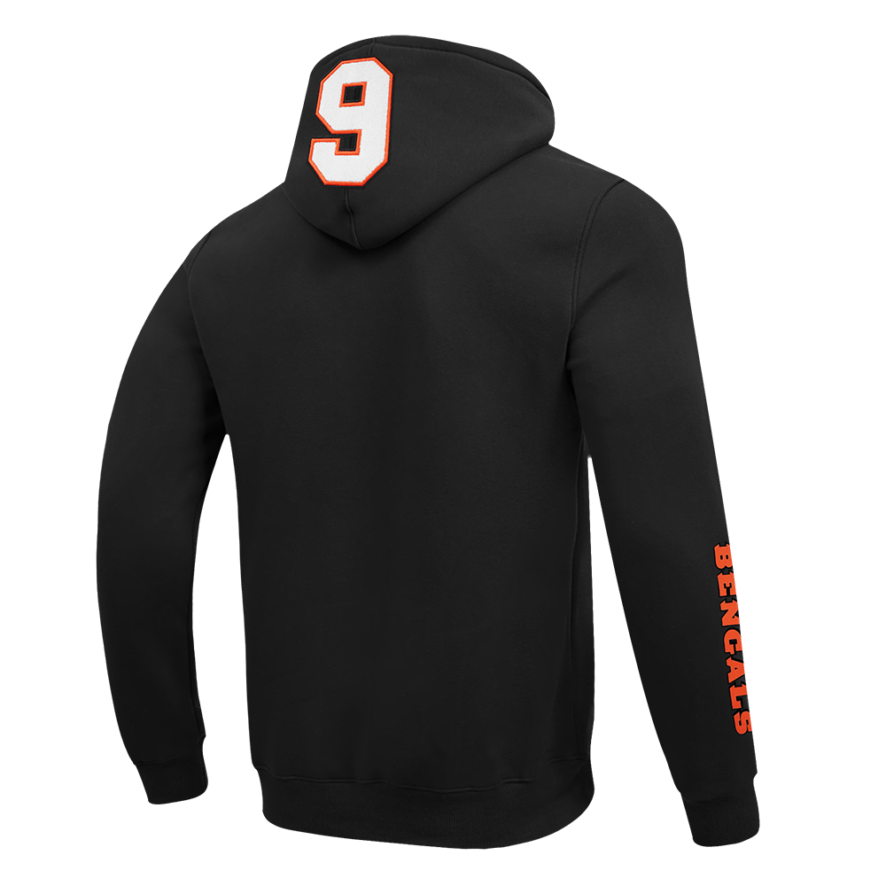 NFL CINCINNATI BENGALS JOE BURROW #9 REMIX AVATAR MEN'S FLEECE PULLOVER HOODIE (BLACK)