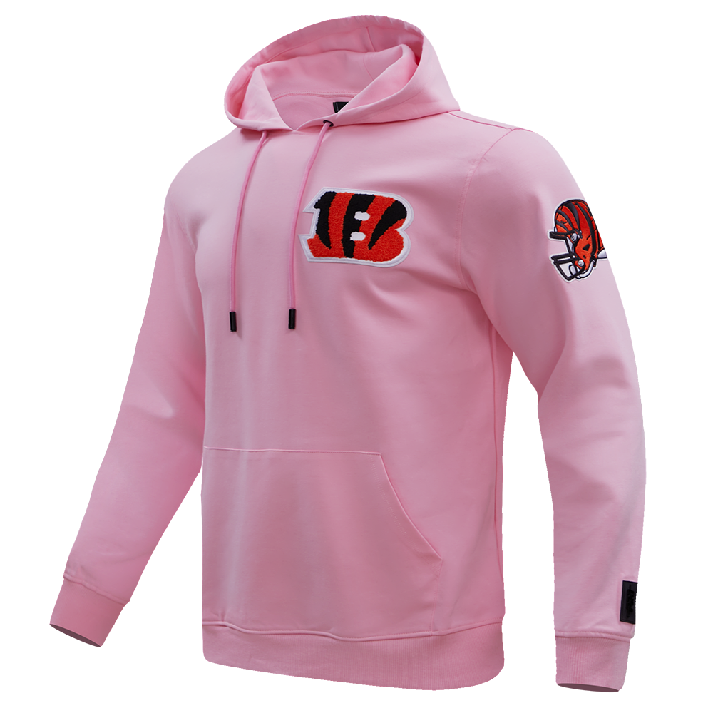 NFL CINCINNATI BENGALS CLASSIC CHENILLE MEN'S PULLOVER HOODIE (PINK)