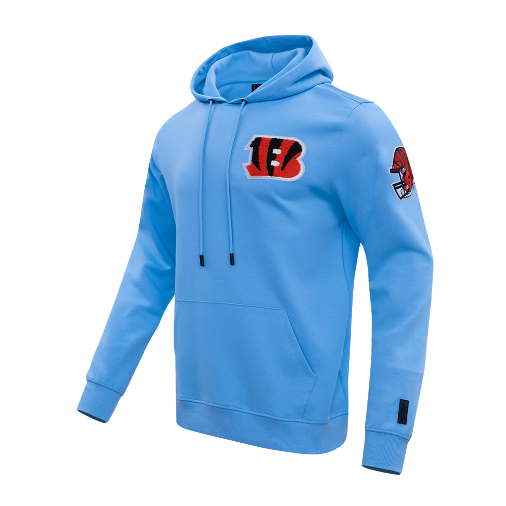 NFL CINCINNATI BENGALS CLASSIC CHENILLE MEN'S PULLOVER HOODIE (UNIVERSITY BLUE)