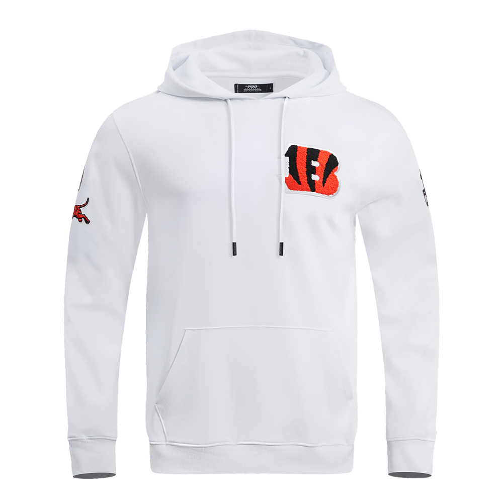 NFL CINCINNATI BENGALS CLASSIC CHENILLE MEN'S PULLOVER HOODIE (WHITE)