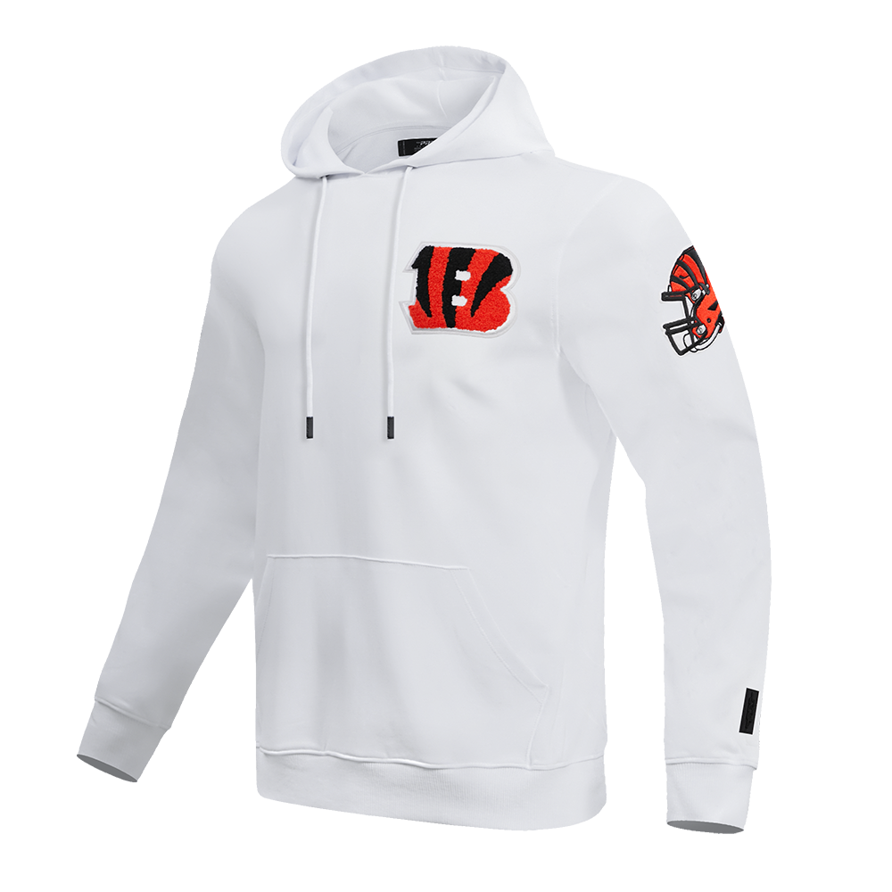 NFL CINCINNATI BENGALS CLASSIC CHENILLE MEN'S PULLOVER HOODIE (WHITE)