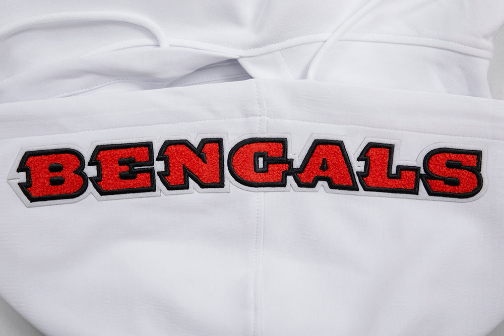NFL CINCINNATI BENGALS CLASSIC CHENILLE MEN'S PULLOVER HOODIE (WHITE)