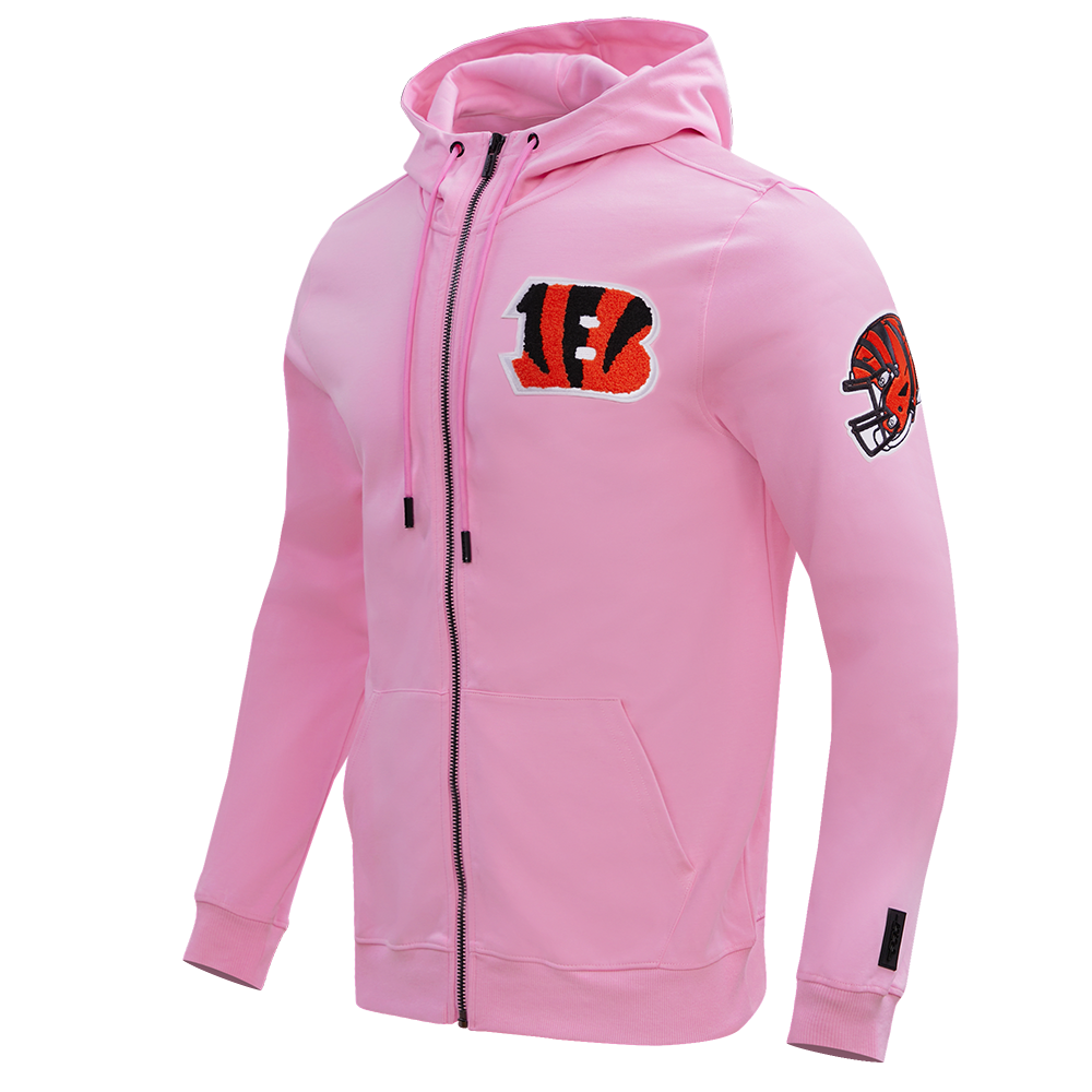 NFL CINCINNATI BENGALS CLASSIC CHENILLE FULL ZIP HOODIE  (PINK)