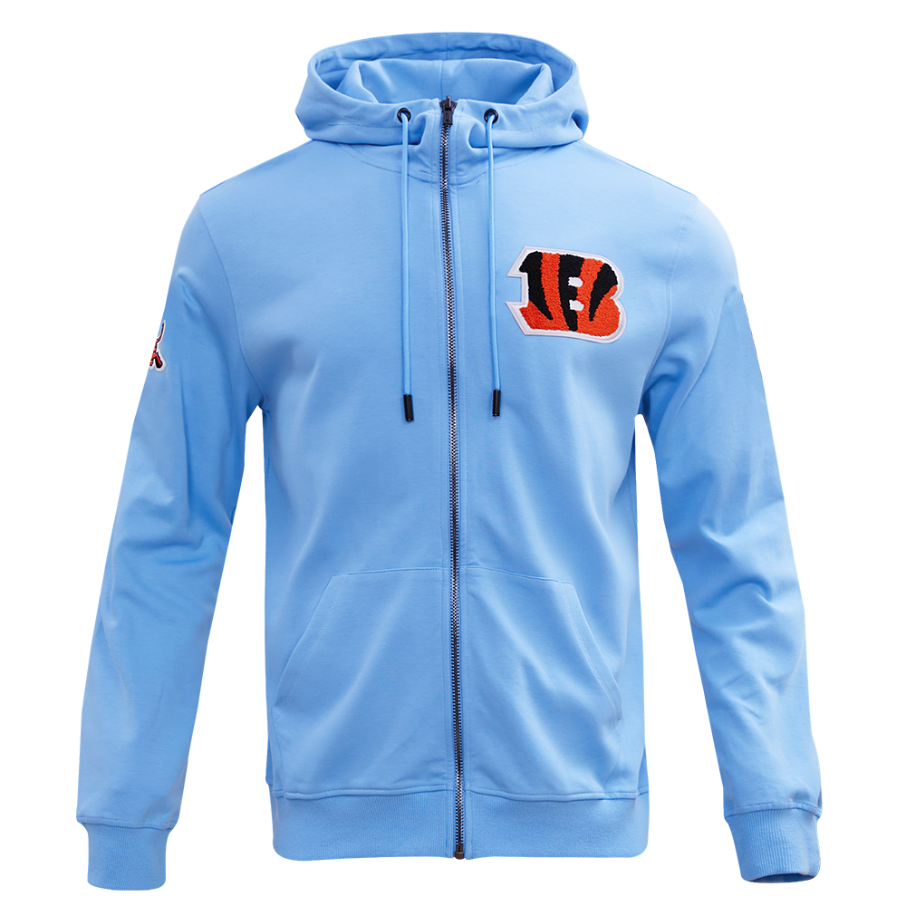 NFL CINCINNATI BENGALS CLASSIC CHENILLE FULL ZIP HOODIE  (UNIVERSITY BLUE)