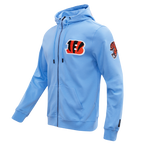 NFL CINCINNATI BENGALS CLASSIC CHENILLE FULL ZIP HOODIE  (UNIVERSITY BLUE)