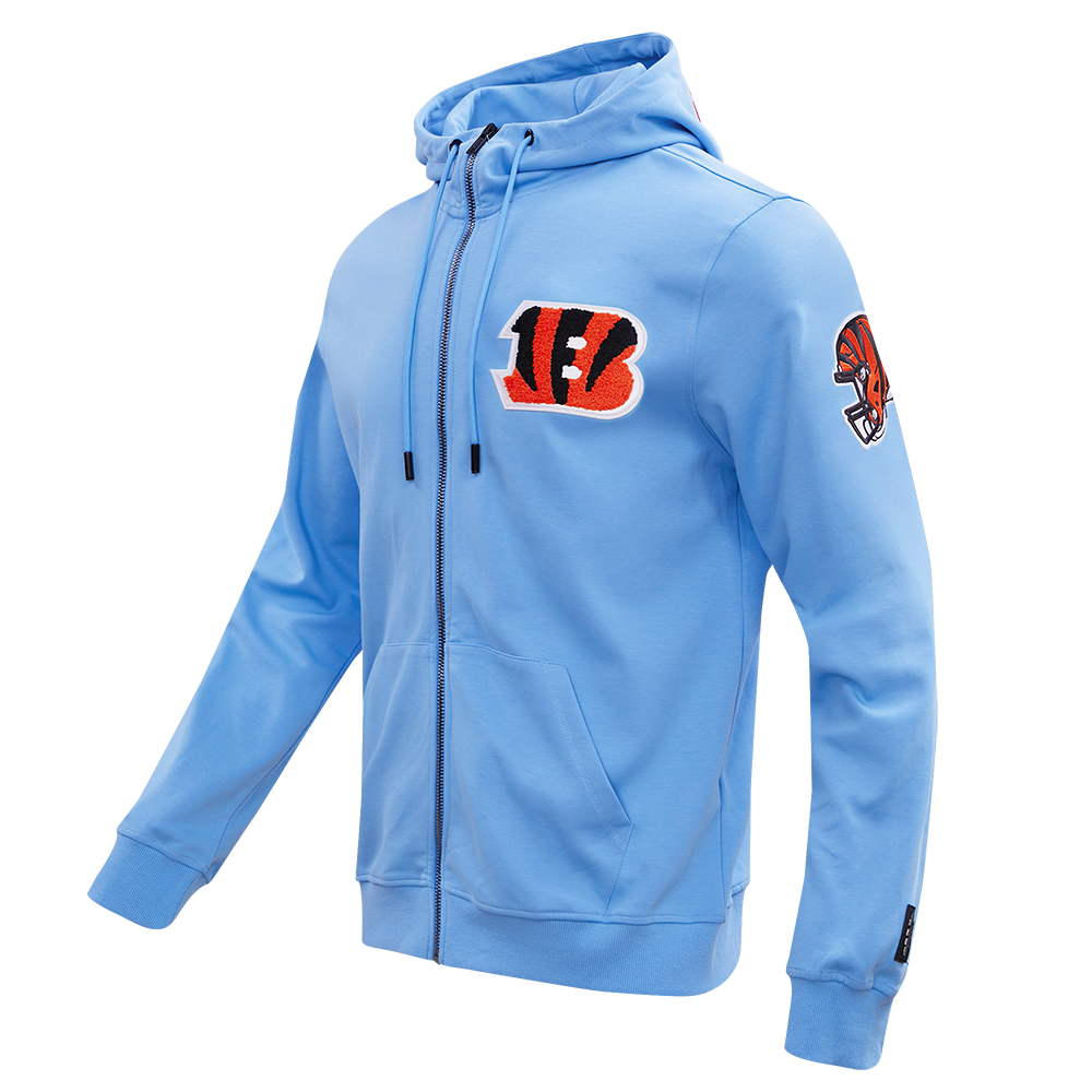 NFL CINCINNATI BENGALS CLASSIC CHENILLE FULL ZIP HOODIE  (UNIVERSITY BLUE)