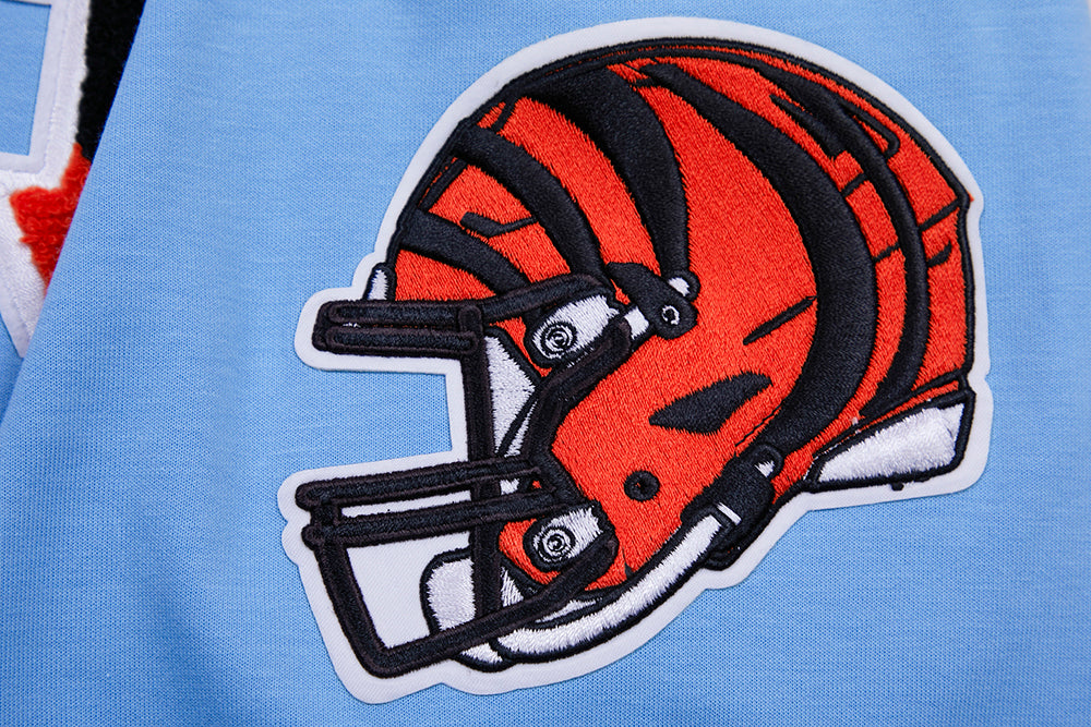 NFL CINCINNATI BENGALS CLASSIC CHENILLE FULL ZIP HOODIE  (UNIVERSITY BLUE)