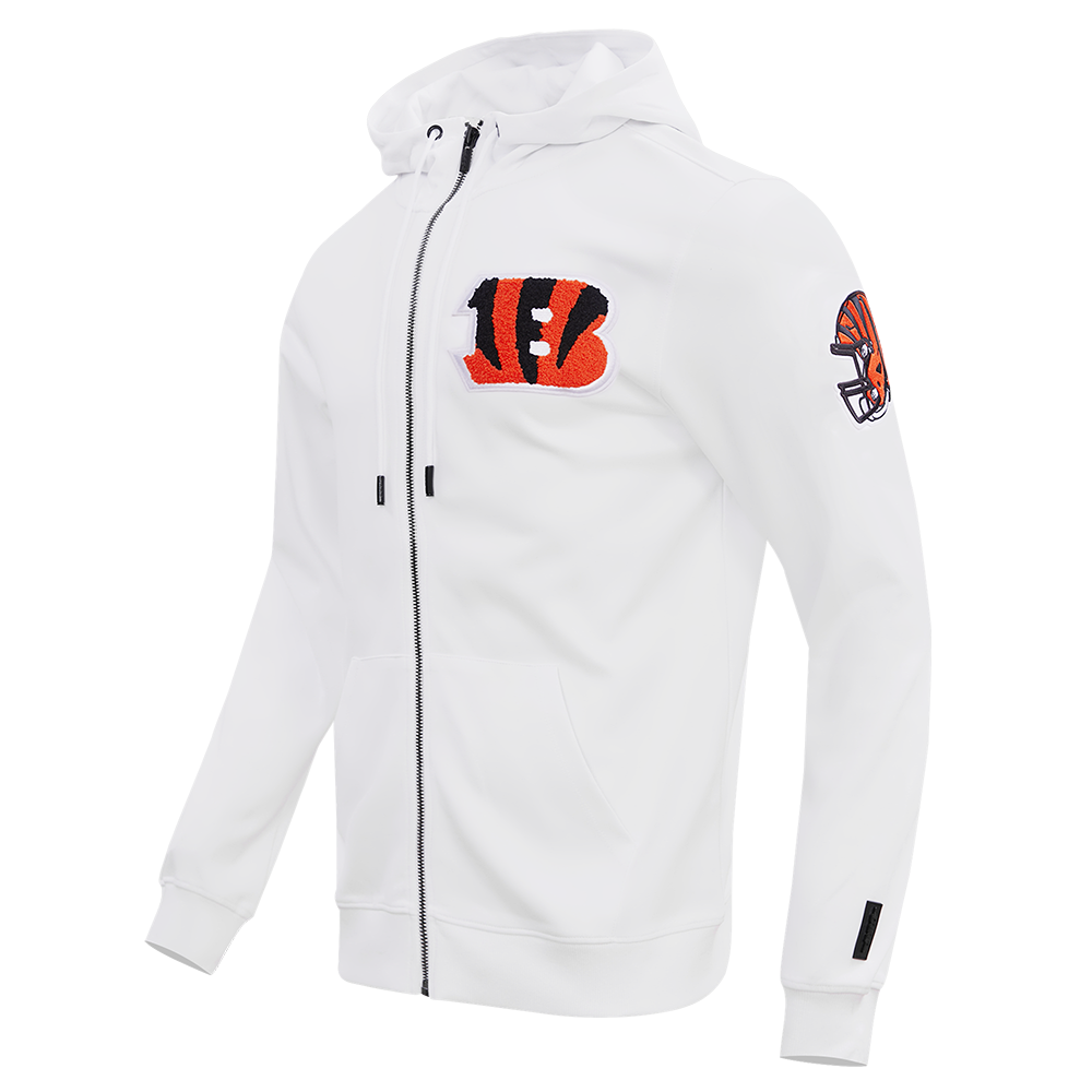 NFL CINCINNATI BENGALS CLASSIC CHENILLE FULL ZIP HOODIE  (WHITE)