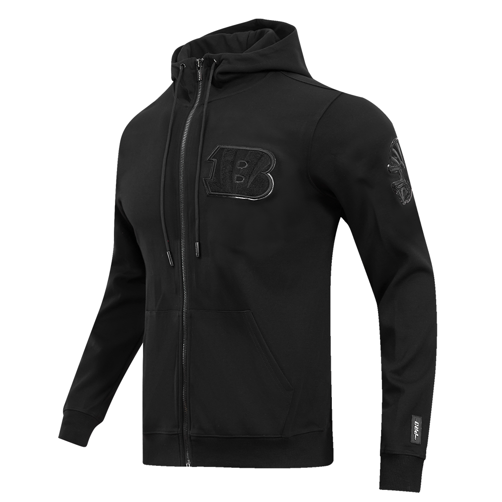 NFL CINCINNATI BENGALS TRIPLE BLACK FULL ZIP HOODIE  (TRIPLE BLACK)