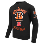 NFL CINCINNATI BENGALS OLD ENGLISH MEN'S FLC CREWNECK (BLACK)
