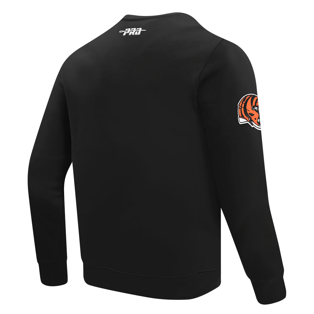 NFL CINCINNATI BENGALS OLD ENGLISH MEN'S FLC CREWNECK (BLACK)