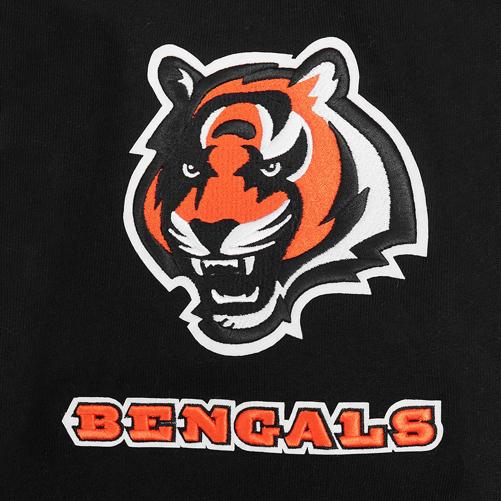NFL CINCINNATI BENGALS OLD ENGLISH MEN'S FLC CREWNECK (BLACK)