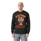 NFL CINCINNATI BENGALS OLD ENGLISH MEN'S FLC CREWNECK (BLACK)