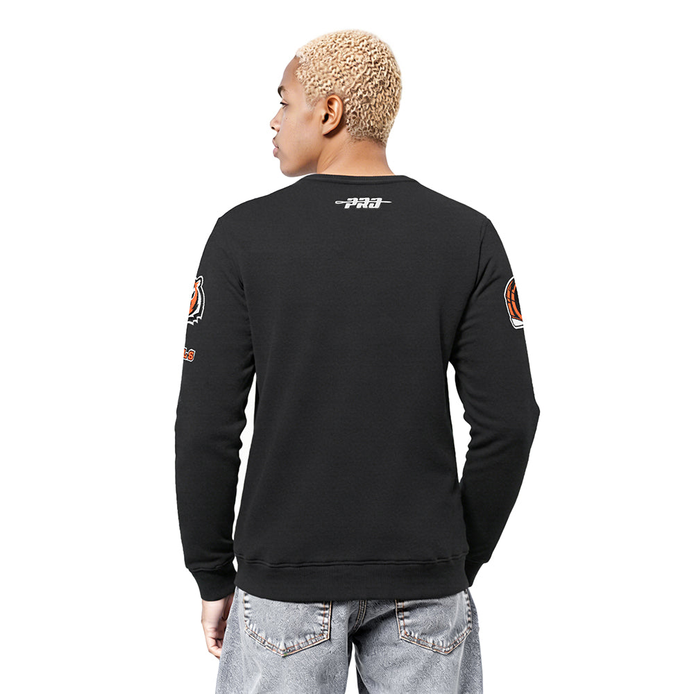 NFL CINCINNATI BENGALS OLD ENGLISH MEN'S FLC CREWNECK (BLACK)