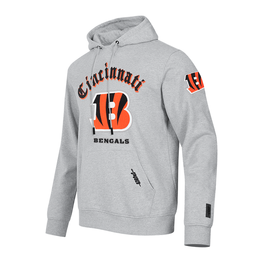NFL CINCINNATI BENGALS OLD ENGLISH MEN'S PO HOODIE (HEATHER GREY)