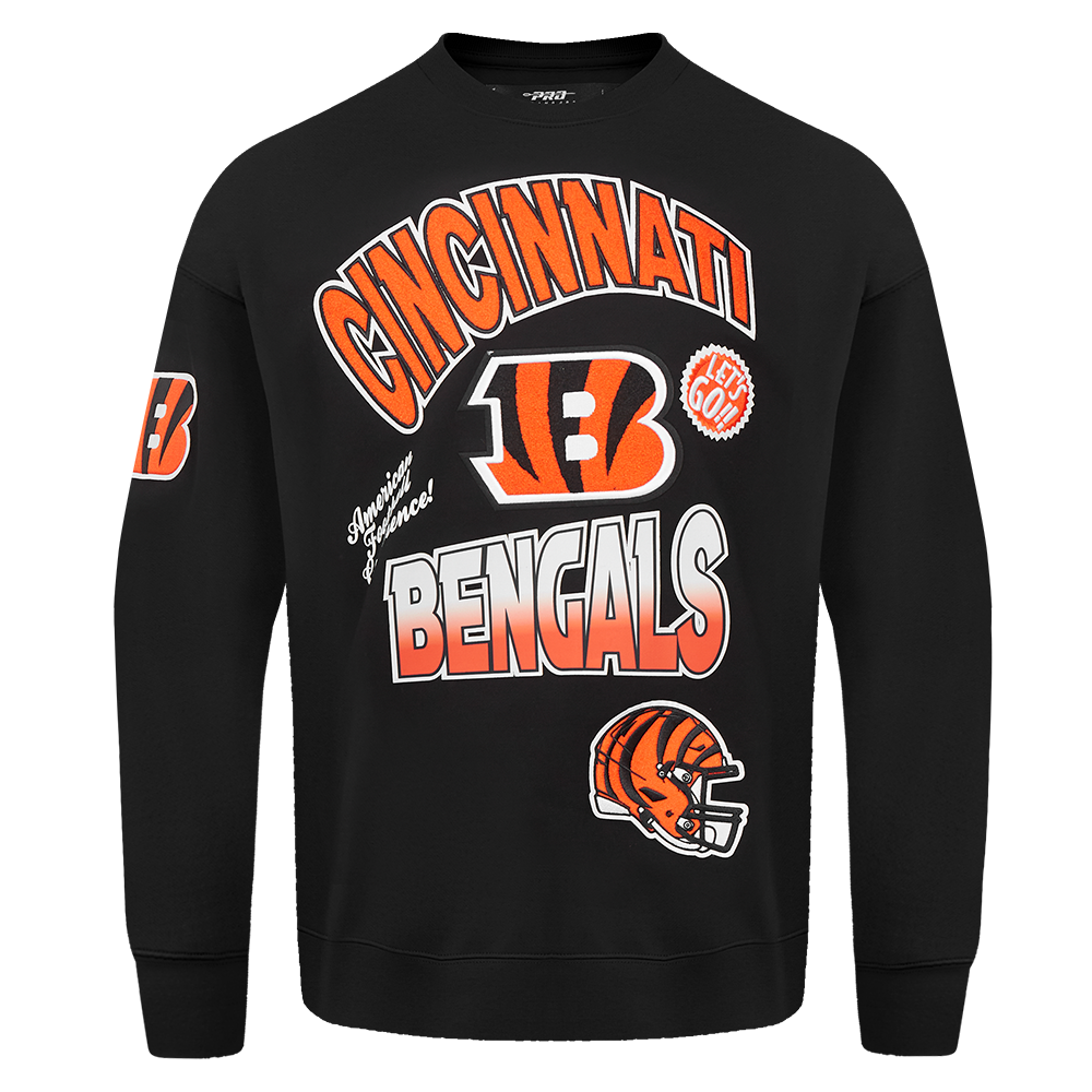 NFL CINCINNATI BENGALS TURN IT UP M DROP SHOULDER FLC CREWNECK (BLACK)
