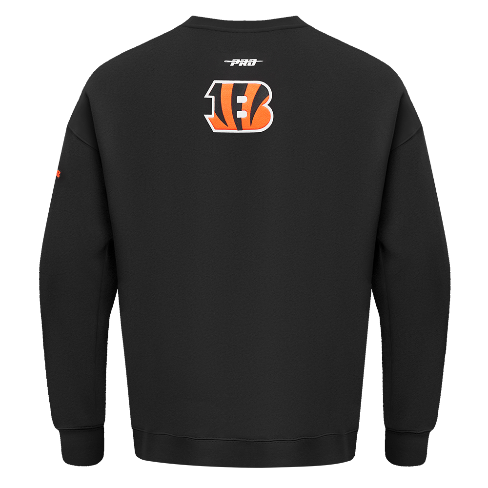 NFL CINCINNATI BENGALS TURN IT UP M DROP SHOULDER FLC CREWNECK (BLACK)