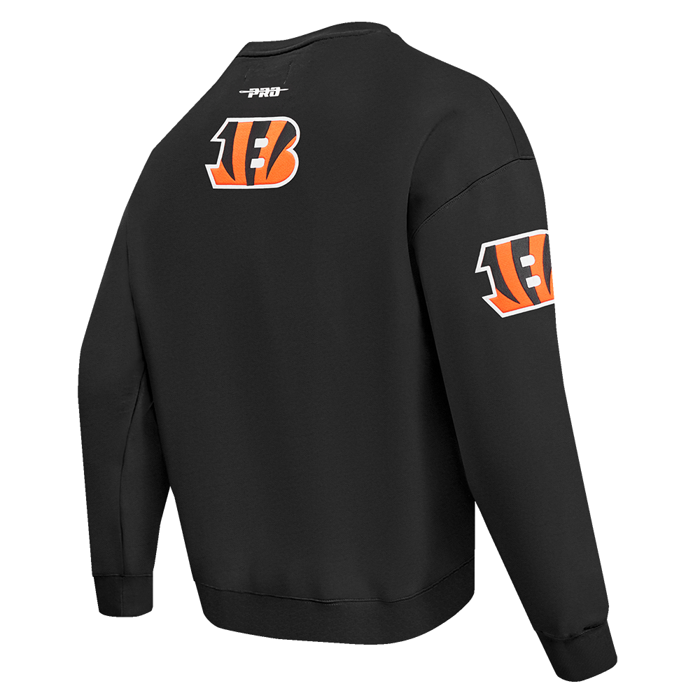 NFL CINCINNATI BENGALS TURN IT UP M DROP SHOULDER FLC CREWNECK (BLACK)