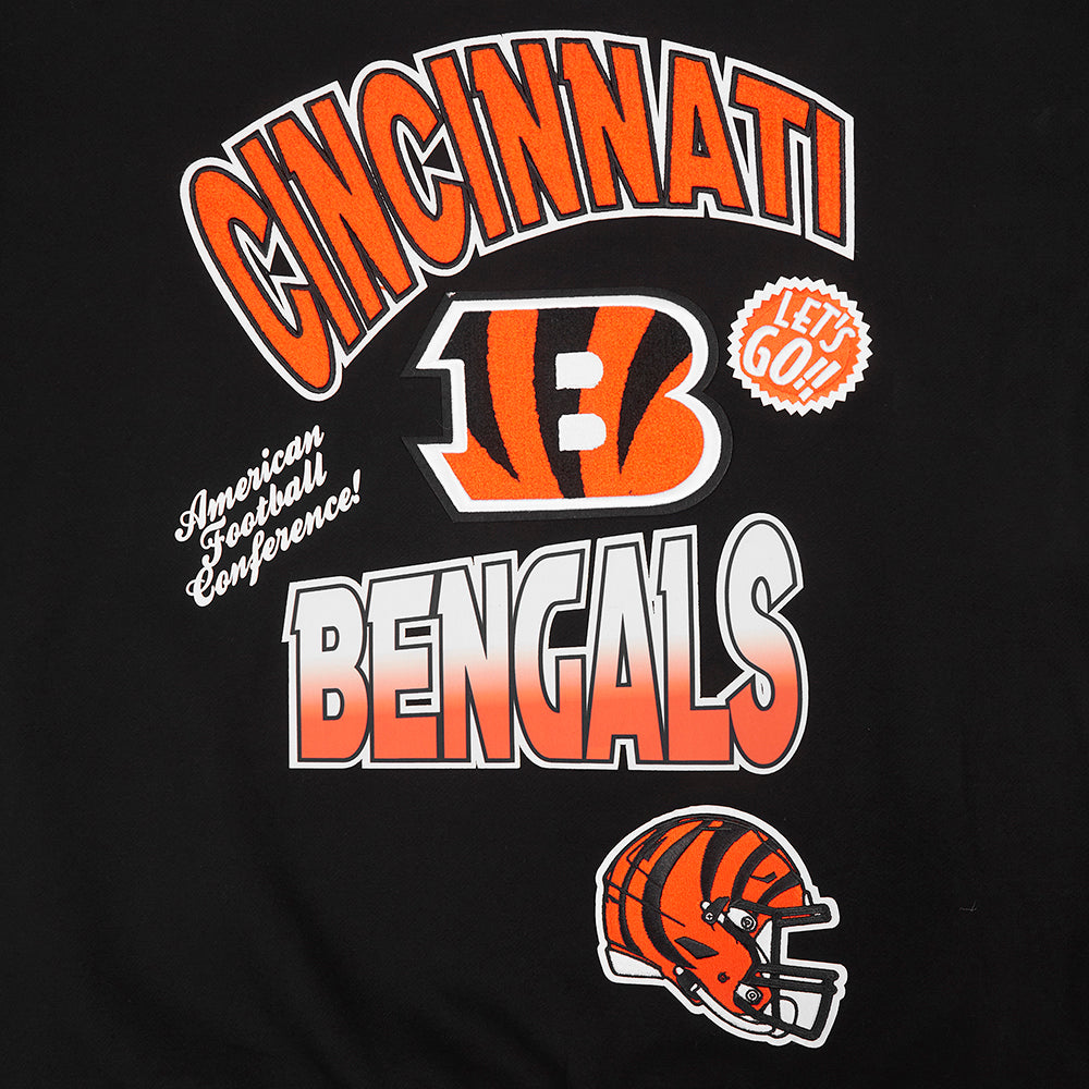 NFL CINCINNATI BENGALS TURN IT UP M DROP SHOULDER FLC CREWNECK (BLACK)