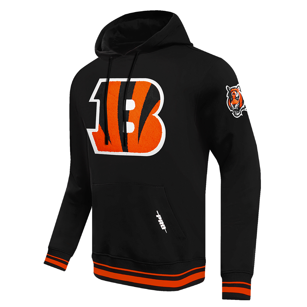 NFL CINCINNATI BENGALS MASHUP MEN'S RIB PULLOVER HOODIE (BLACK/ORANGE)
