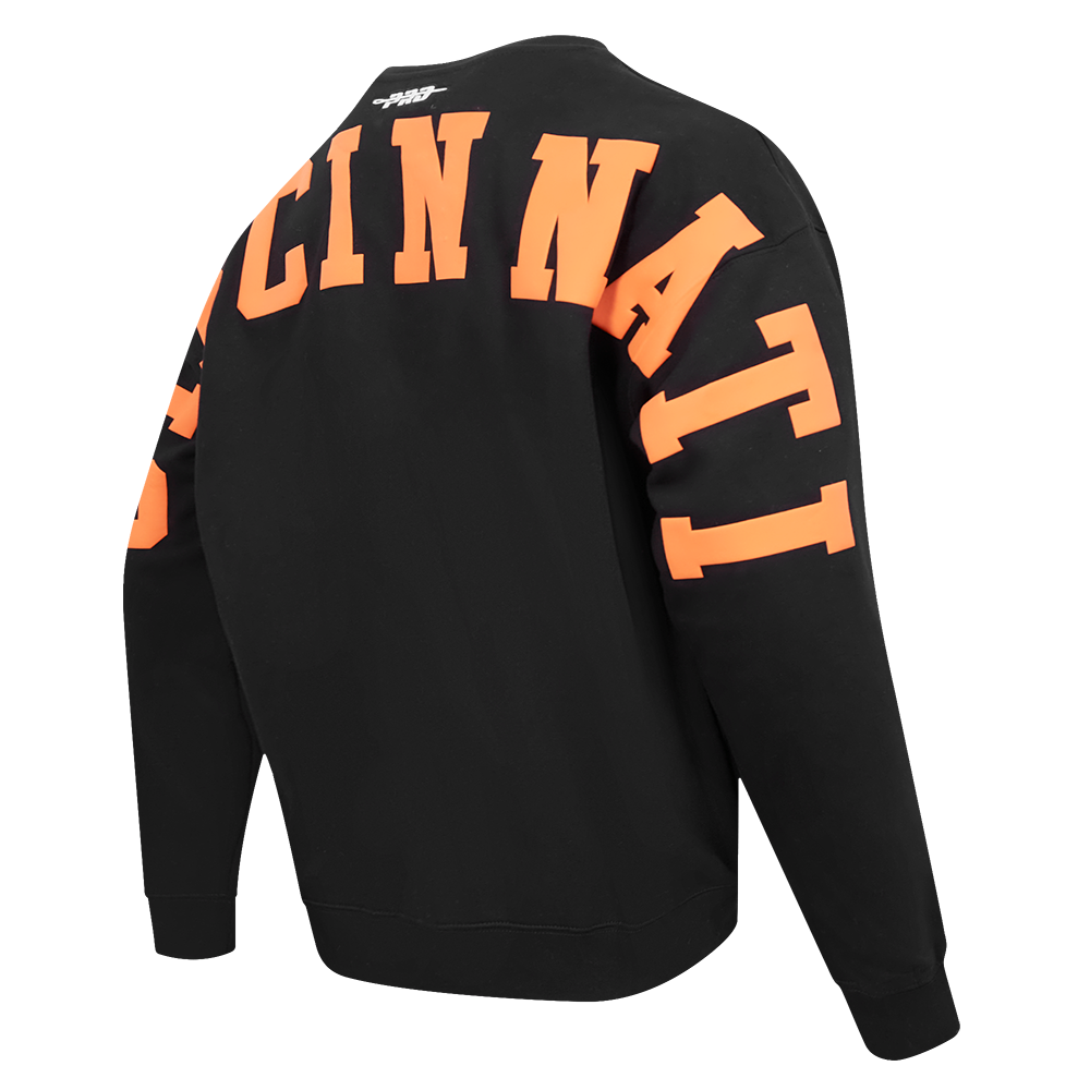 NFL CINCINNATI BENGALS WINGSPAN MEN'S DROP SHOULDER FLC CREWNECK (BLACK)